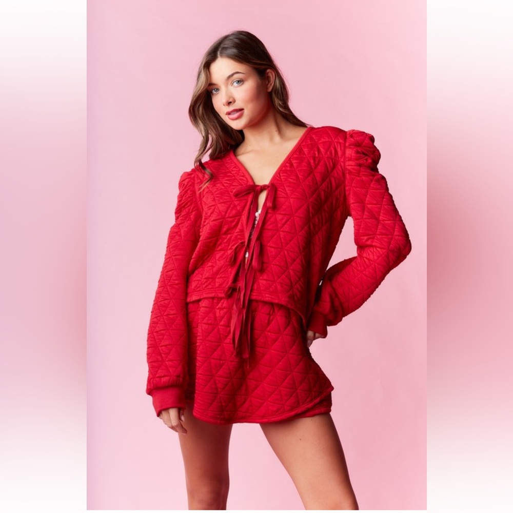 Red Quilted Women's Shorts
